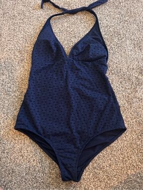 Shoshanna Navy Blue Halter One-Piece Swimsuit
